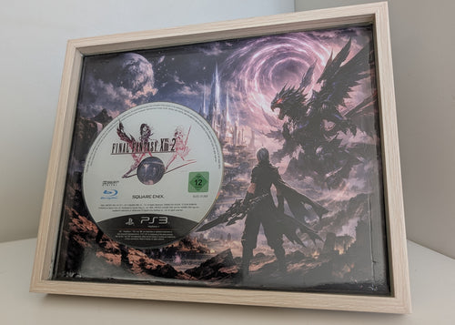 Cadre décoratif Final Fantasy XIII-2 en résine époxy avec disque PS3 intégré et illustration fantasy